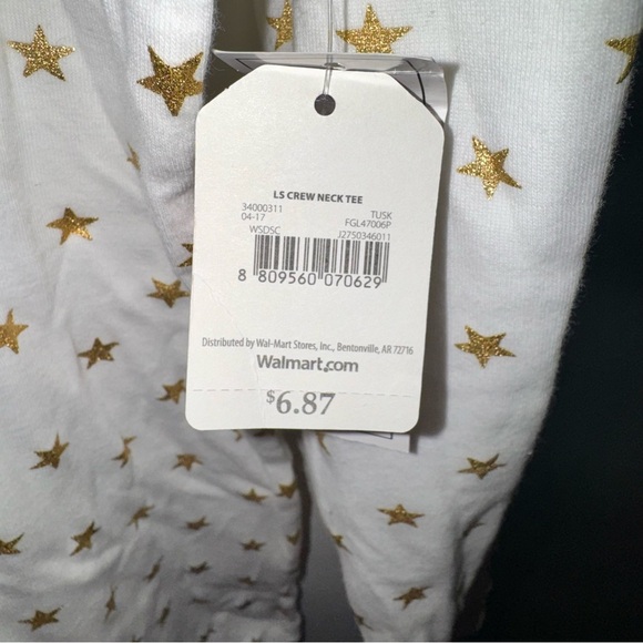 Faded Glory Women's LG 12-14 White Gold Star Print Long Sleeve T-Shirt Top NWT - Picture 11 of 14